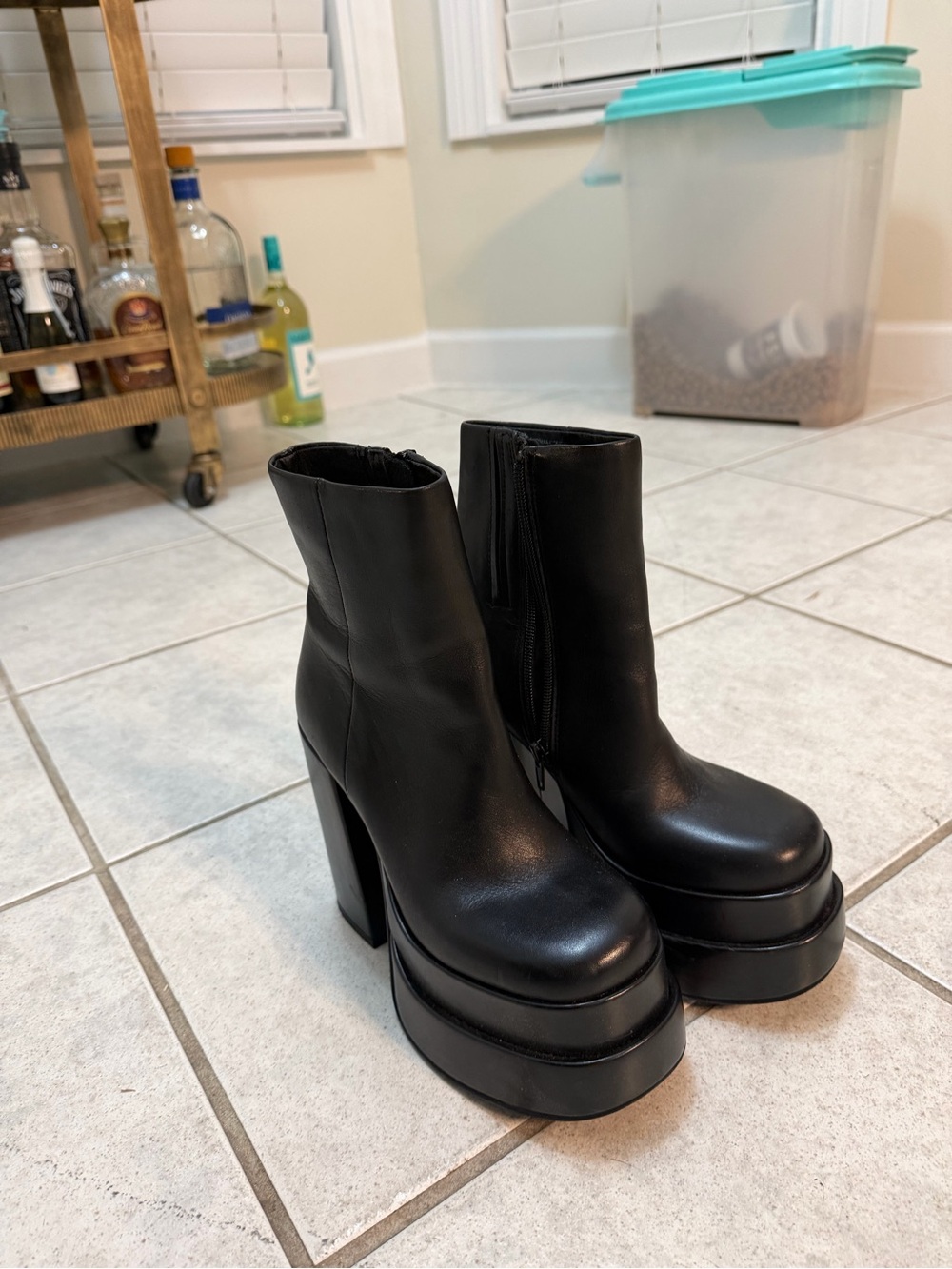 Steve Madden Black Platform Ankle Boots